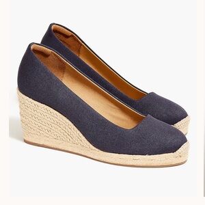 J. Crew Factory Dark Blue Wedge Espadrilles